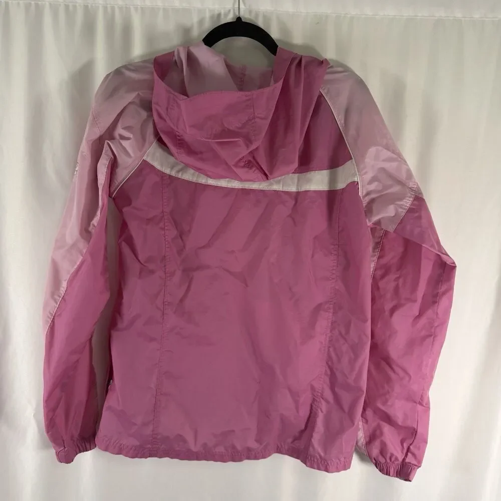 Columbia Windbreaker Jacket Girls 18/20 Pink Full Zip Hooded Pockets Nylon